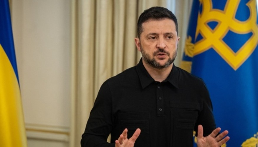Президент Володимир Зеленський під час спільної пресконференції з президенткою Європейської комісії Урсулою фон дер Ляєн у